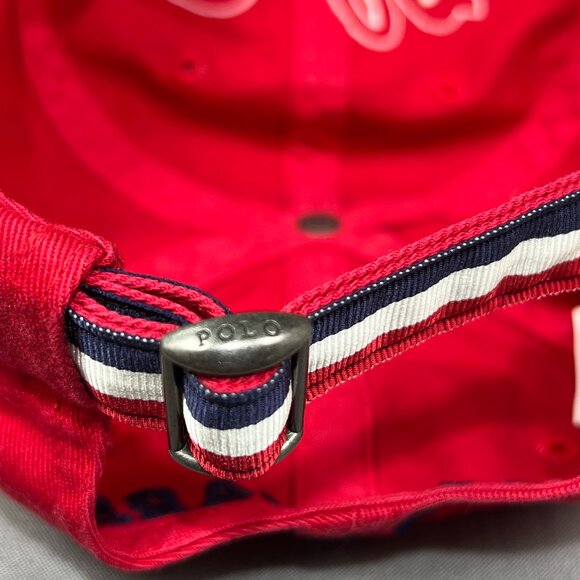 Polo Ralph Lauren Bear Strapback Hat Red White Pony Baseball Adjustable Dad Mens - Picture 15 of 16